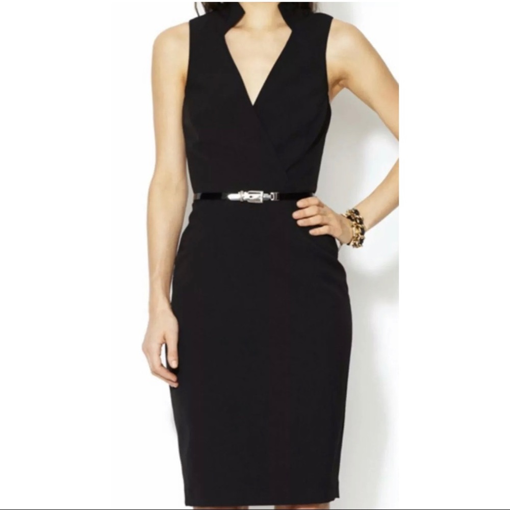 Ava & Aiden LBD Black Sheath Dress w/Belt Sz 10